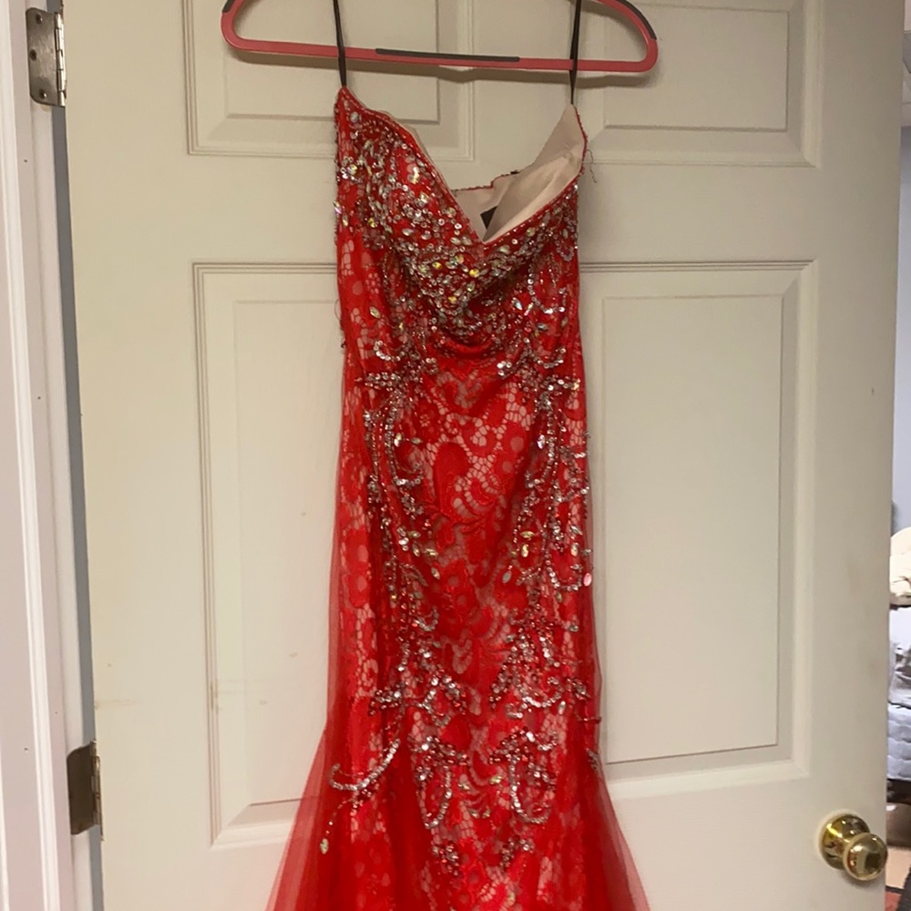 Red mermaid prom dress size 6 worn once